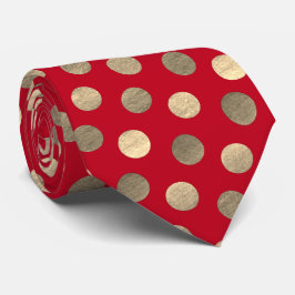 Festive Red Gold Polka Dots kerst op maat Stropdas