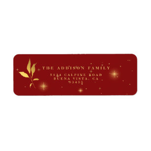 Festive Red & Gold Starry vrolijk kerstfeest Etiket