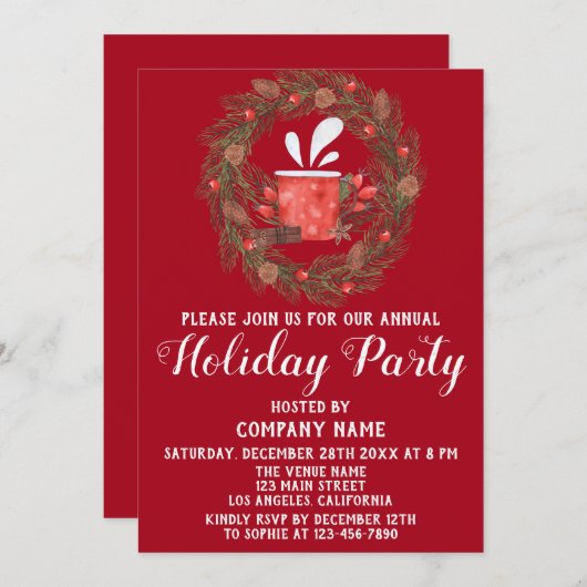 Festive Red Green Company Kerstfeestdag Kaart (Voorkant / Achterkant)