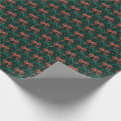 Festive Red & Green Coquette Bows Pattern Cadeaupapier (Hoek)