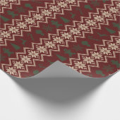 Festive Red, Green & Cream Cozy-kerstpatroon Cadeaupapier (Hoek)