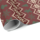 Festive Red, Green & Cream Cozy-kerstpatroon Cadeaupapier (Rol Hoek)