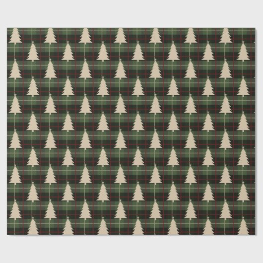 Festive Red, Green & Cream Pset & kerstbomen Cadeaupapier (Vlak)