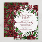 Festive Red Green Floral Ivy Waterverf Kerstmis Kaart (Voorkant / Achterkant)