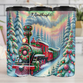 Festive Red Green Forest Train Thermosbeker