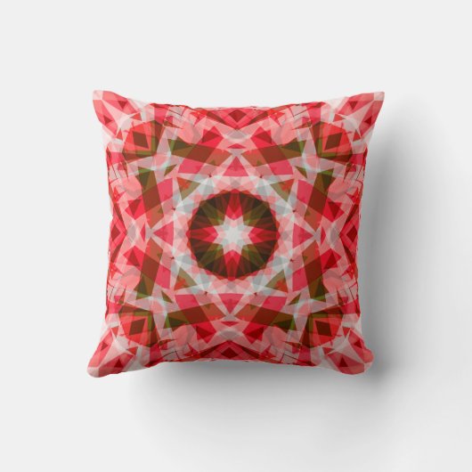 Festive Red Green Geometric Cozy Kerstster Kussen (Achterkant)