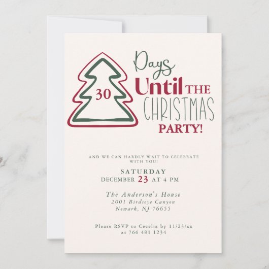 Festive Red Green Gold Christmas Party Invitation Feestdagenkaart (Voorkant)
