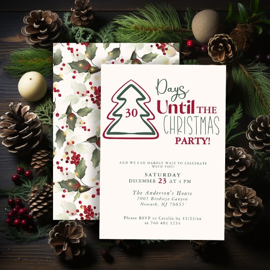 Festive Red Green Gold Christmas Party Invitation Feestdagenkaart