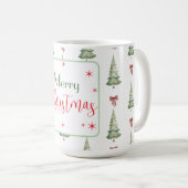 Festive Red Green Merry Christmas Mug Koffiemok (Voorkant rechts)
