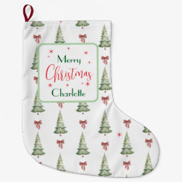 Festive Red Green Merry Christmas Name Stocking Grote Kerstsok