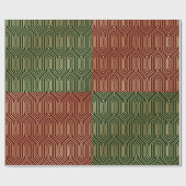 Festive Red/Green Modern Art Deco Gold Pattern 108 Cadeaupapier (Vlak)