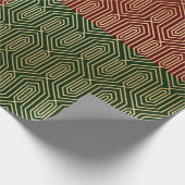 Festive Red/Green Modern Art Deco Gold Pattern 108 Cadeaupapier (Hoek)