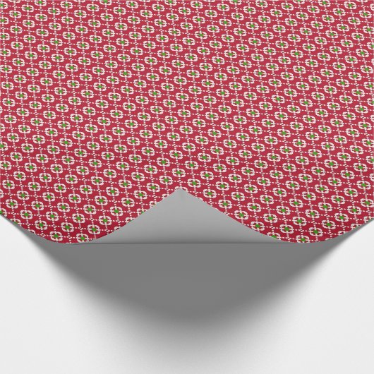 Festive Red Green Pattern Cadeaupapier (Hoek)