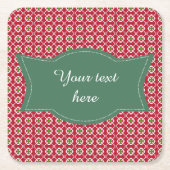 Festive Red Green Pattern kerst Kartonnen Onderzetters (Voorkant)
