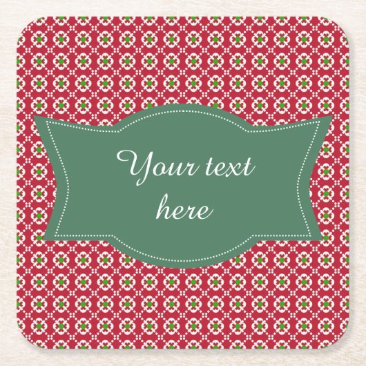 Festive Red Green Pattern kerst Kartonnen Onderzetters (Voorkant)