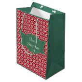 Festive Red Green Pattern kerst Medium Cadeauzakje (Voorkant Gekanteld)
