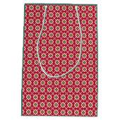 Festive Red Green Pattern kerst Medium Cadeauzakje (Achterkant)