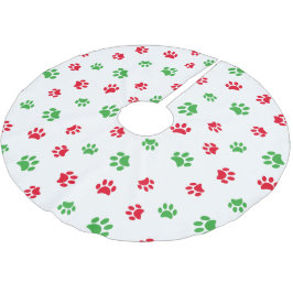 Festive Red Green Paw drukt kerstmis af Kerstboom Rok