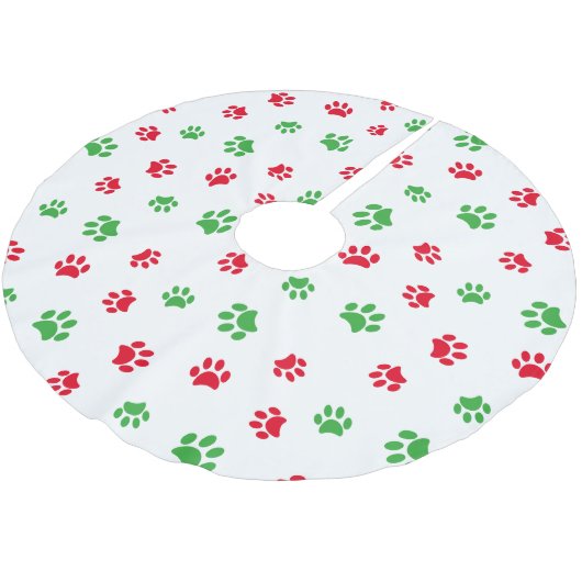 Festive Red Green Paw drukt kerstmis af Kerstboom Rok (Gekanteld)