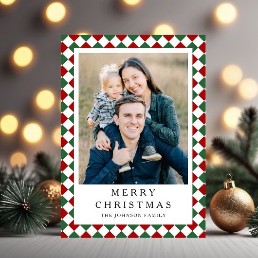 Festive Red Green Photo Christmas Feestdagenkaart