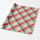 Festive Red Green Pset Holiday Kerstmis Cadeaupapier (Uitgerold)