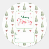 Festive Red Green Script Tree Bow To From Sticker (Voorkant)