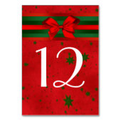 Festive Red Green Stars Bow Ribbon Kerstmis Kaart (Achterkant)