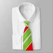 FESTIVE Red Green White-kerststrepen Stropdas (Gebonden)