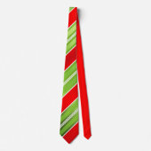 FESTIVE Red Green White-kerststrepen Stropdas (Voorkant)