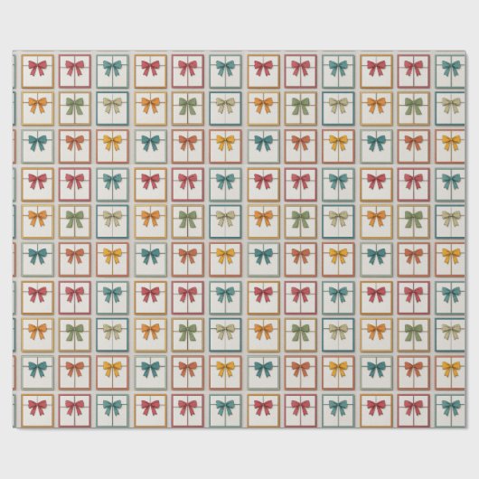 Festive Red Green Yellow Bows Art Cadeaupapier (Vlak)