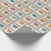 Festive Red Green Yellow Bows Art Cadeaupapier (Hoek)