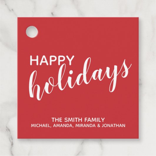 Festive Red "Happy Holidays" Bedankjes Labels (Voorkant)