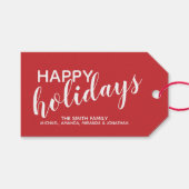 Festive Red "Happy Holidays" Cadeaulabel (Voorkant (Horizontaal))
