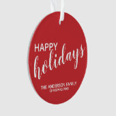 Festive Red "Happy Holidays" Ornament (voorkant)