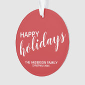 Festive Red "Happy Holidays" Ornament (voorkant)