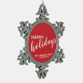 Festive Red "Happy Holidays" Tin Sneeuwvlok Ornament (Links)