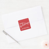Festive Red "Happy Holidays" Vierkante Sticker (Envelop)