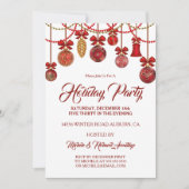 Festive Red Holiday Party Uitnodiging (Voorkant)