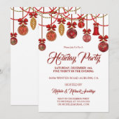 Festive Red Holiday Party Uitnodiging (Voorkant / Achterkant)