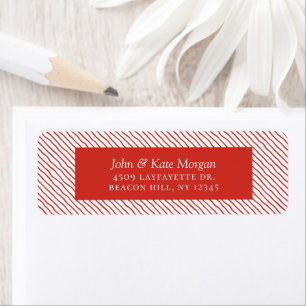 Festive Red Holiday Stripes Return Address Label