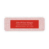 Festive Red Holiday Stripes Return Address Label (Voorkant)