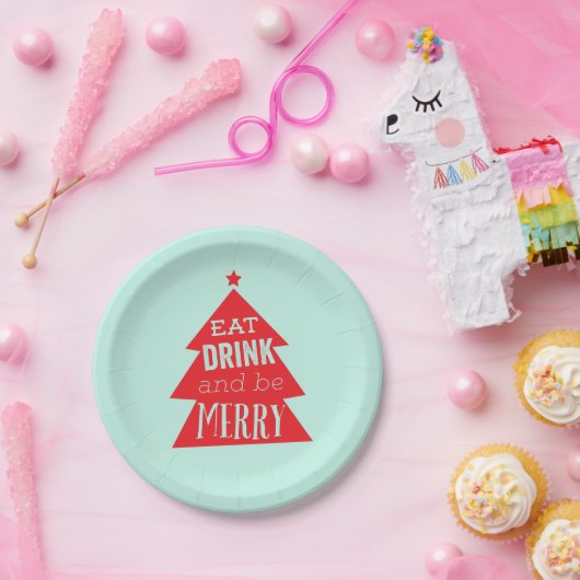 Festive Red-kerstboomfeest Papieren Bordje (Feest)