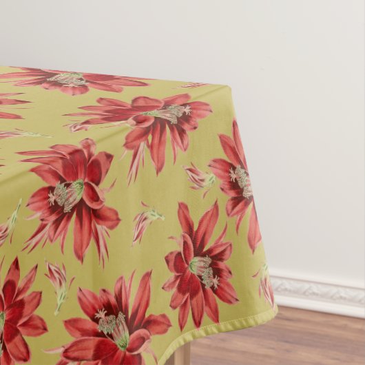 Festive Red-kerstcactus Flowers op Gold Tafelkleed (Voorbeeld)