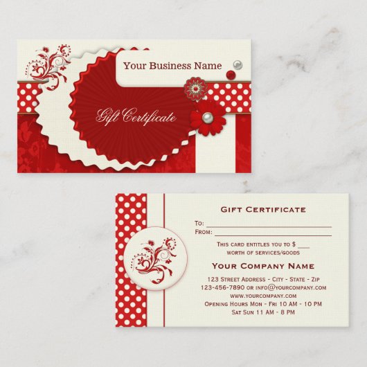 Festive Red-kerstcadeaubon Sjabloon Kortingskaartje (Voorkant / Achterkant)