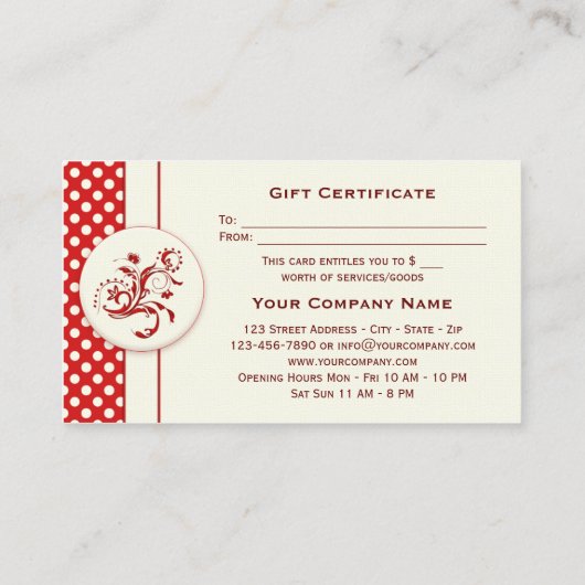 Festive Red-kerstcadeaubon Sjabloon Kortingskaartje (Achterkant)