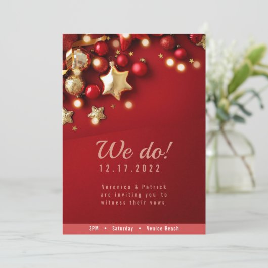 Festive Red Kerstfeest Weddenschap Kaart (Staand voorkant)