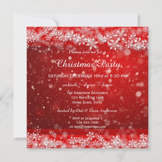 Festive Red-kerstfeestelijke uitnodiging (Voorkant)