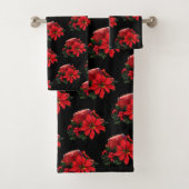 Festive Red-kerstkaars, Holly en Poinsettia Bad Handdoek (Insitu)