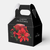 Festive Red-kerstkaars, Holly en Poinsettia Bedankdoosjes (Voorkant Zijde)