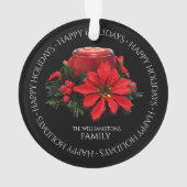 Festive Red-kerstkaars, Holly en Poinsettia Ornament (achterkant)